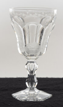 Val St-Lambert, model Lalaing, cut crystal wine glass, engraved