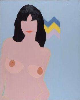 Roncada R. Female nude blue background ca. 1969
