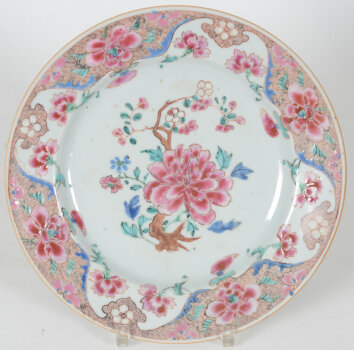 Chinese Famille Rose peony plate