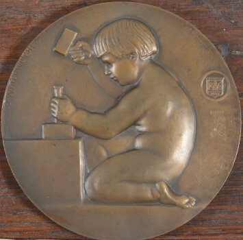 Joseph Witterwulghe, a patinated bronze medallion in art deco style