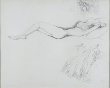 Jules De Bruycker Reclining Nude Drawing