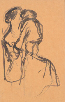 Maurice Dupuis Mother and child an original ink drawing