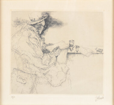 Jules De Bruycker Self portrait, an original etching, 1941