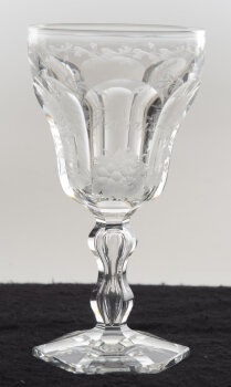 Val St-Lambert Lalaing a large cut crystal wine glass, engraved with the name François