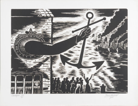Frans Masereel L'enseigne, 1966 an original woodcut
