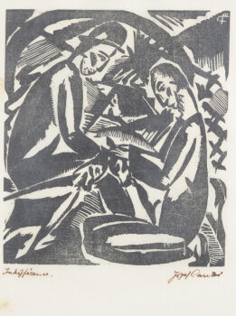 Jozef Cantré Indifférence an original expressionist woodcut