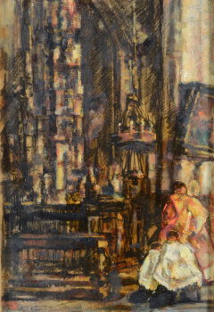 Alfred Delaunois, the interior of the St-Jacobs church in Leuven