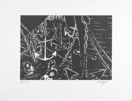 Frans Masereel Ancres, 1968 an original large woodcut