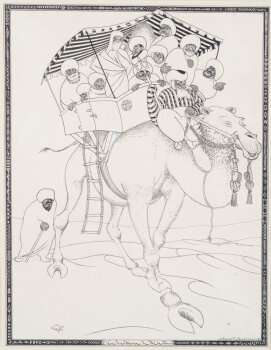 Mark Severin a rare original drawing, 'the ship of the dessert', 1930