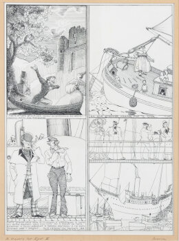 Mark Severin a travers les âges II, an original ink drawing from 1928