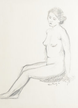 Henri Puvrez seated nude drawing