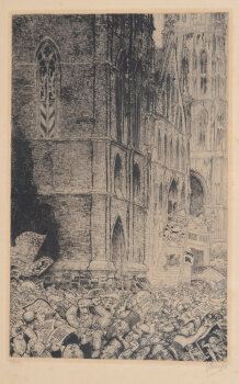 Jules De Bruycker Kerwinkel onder de draake, original etching, 1932
