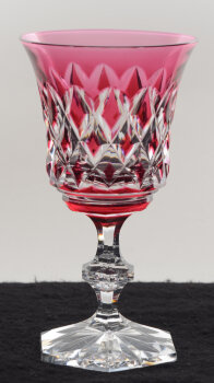 Val Saint-Lambert, Metternich, taille fantaisie, a cut red and white cristal wine glass
