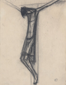 Oscar Colbrandt Christ on the cross, a charcoal drawing, 1930's