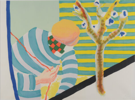Roger Raveel Striped man in striped space, 1978