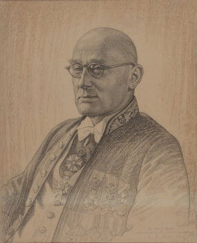 Evariste De Buck, a large portrait drawing of a gentleman, 1945