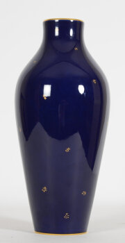 Sèvres, a classic cobalt blue and gold procelain vase 1962