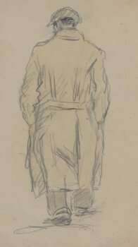 Maurice Dupuis walking man seen from back drawing