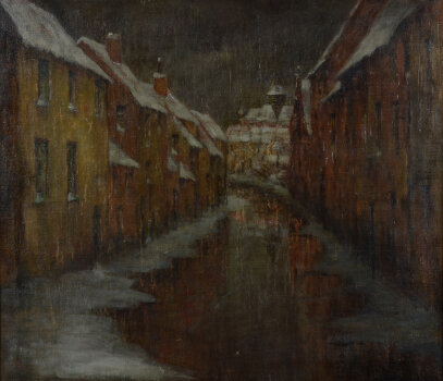 Prosper Böss  Ghent and the Heilige Kerst church in the snow