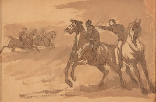 Wilfrid Beauquesne two horsemen in the foreground