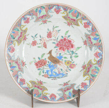 Chinese famille rose peacock plate
