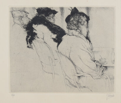 Jules De Bruycker Waiting, an original etching, 1941