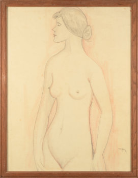 Pere Creixams drawing of a standing nude
