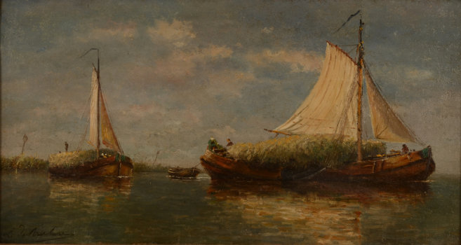 Louis De Burbure Flatbottom Boats collecting the Harvest
