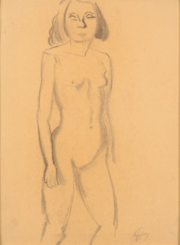 Jules De Sutter drawing standing nude
