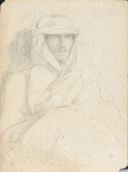 Portrait of a man in Arabic dress,  drawing