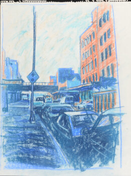 Thomas O. Muschner a New York side walk, an original drawing