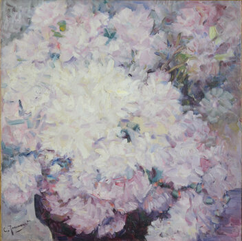 Clémence Jonnaert Rhododendrons in white and purple