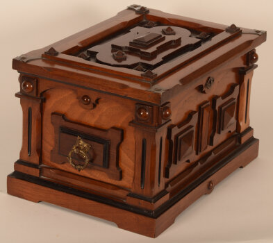 A good Napoleon III solid mahogany casket