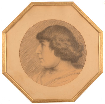 Maurice Martiny drawing female portrait