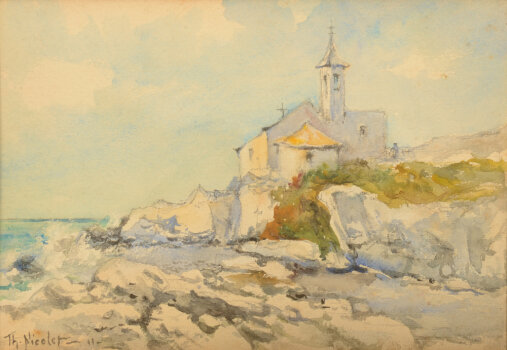 Théophile Nicolet small church on southern coastline 1911