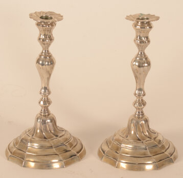 A pair of silver neo-L XV candlesticks 1940's