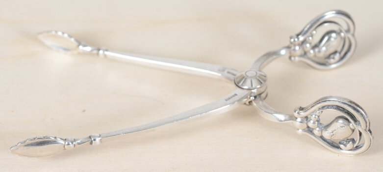 Georg Jensen sterling silver 'Blossom' sugar tongs