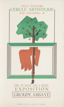 Amédée Wellekens Poster for a 'Groupe Abbaye' exhibition in Antwerp 1940's