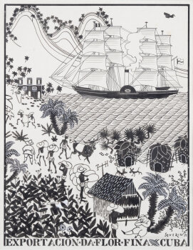 Mark Severin Exportacion da Flor Fina Cuba, the original ink drawing, 1932