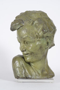 Victor Demanet Portrait of a young boy, a unique bronze sculpture