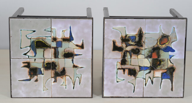 Achiel Pauwels (attr. to) a pair of occasional tile tables
