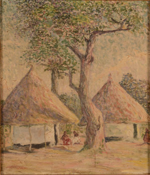 Unknown impressionist artist an African village