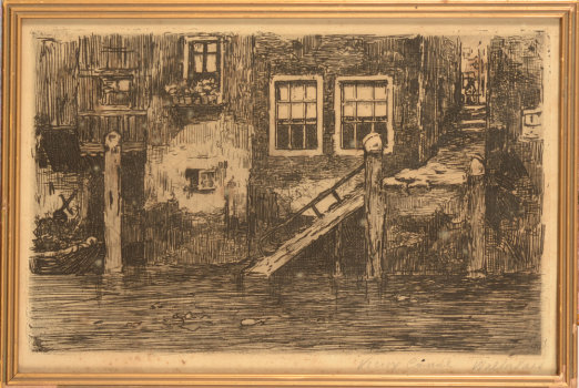 Walter Vaes Old canal Etching
