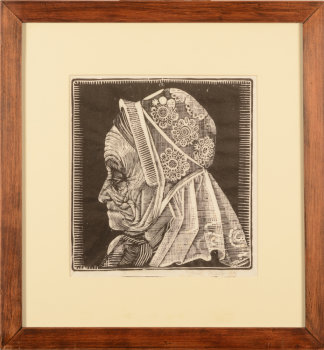 Cornelis Visser woodcut of a woman in profile 1922
