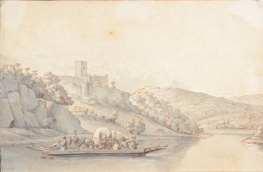 Muller a washed ink drawing of a river view 1820