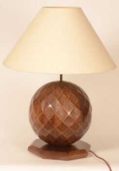 a carved massive walnut lamp French 1940-1950's