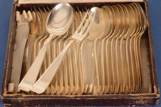 Wolfers Frères model 233 Mona Lisa 12 silver forks and 12 spoons