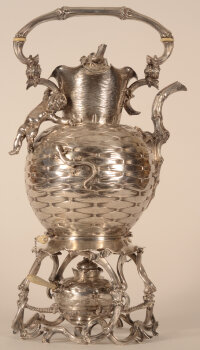 A probably unique silver samovar designed by Philippe Wolfers