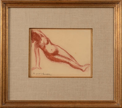 Henri Victor Wolvens reclining nude drawing