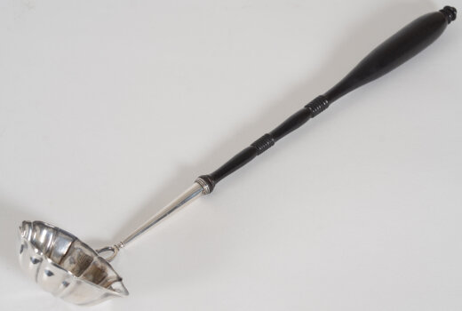 A silver and wood punch ladle, Bruges, 1776
